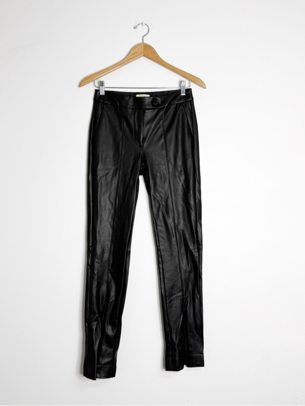 Maeve Anthropologie Faux Leather Pants Size 2 Black Zip Ankle Straight Leg - Picture 7 of 9